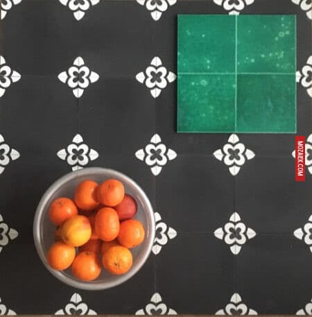 Sampleset 4 tegels 20x20 Dusk zwart wit hoekbloem - Afbeelding 3