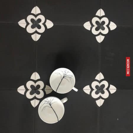 Sampleset 4 tegels 20x20 Dusk zwart wit hoekbloem - Afbeelding 5